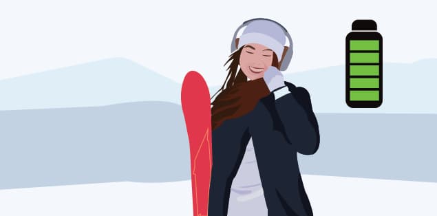 Battery life of snowboarding headphones