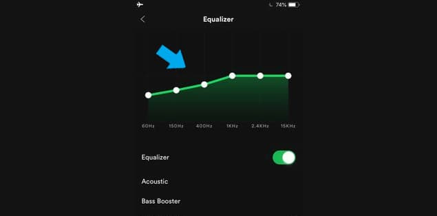 A scale at the top of the screen will display the real-time frequency of the preset.