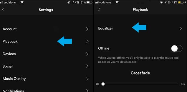 Tap "Playback" and then click "Equalizer."