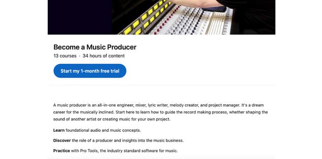 LinkedIn Learning Become a Music Producer