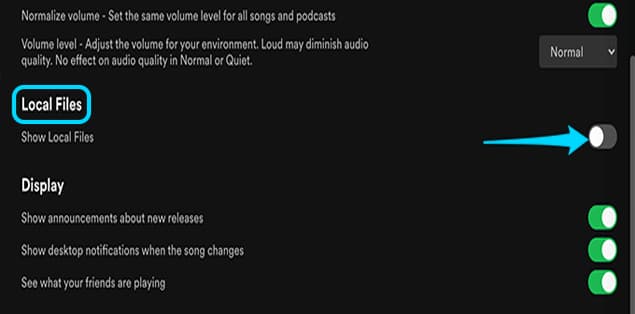 Activate the option to show Local Files
