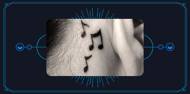Music Note Tattoo Behind the Ear 