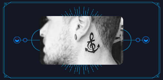 Music Note Tattoo Behind the Ear
