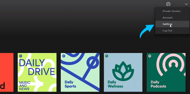 Choose 'Settings' from the menu.