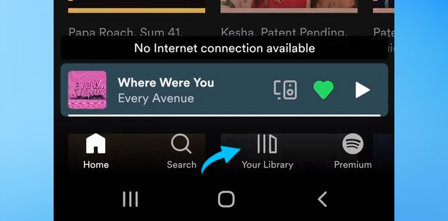 To access your library, open the Spotify app on your Android smartphone and tap the "Your Library" option.