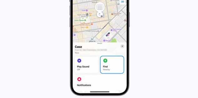 Select your AirTag and click “Find Nearby.”