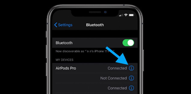 Click the “i” next to your AirPods’ name