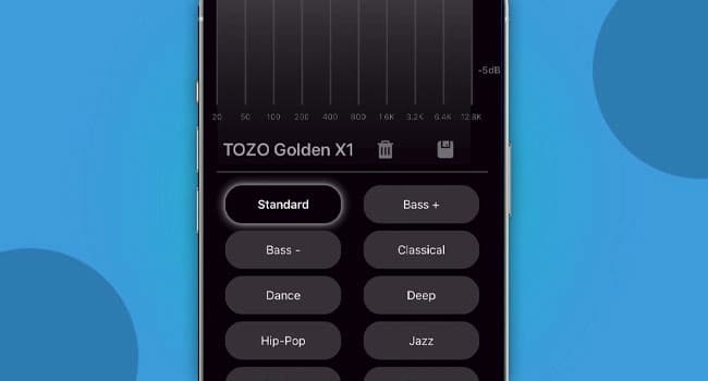 Different Preset EQs in the TOZO App
