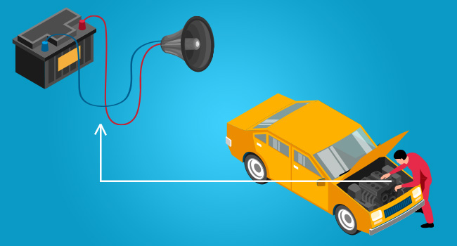 Wire the PA system to your car or truck’s electrical system