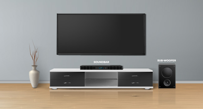 3.1 sound systems comprising a soundbar and subwoofer